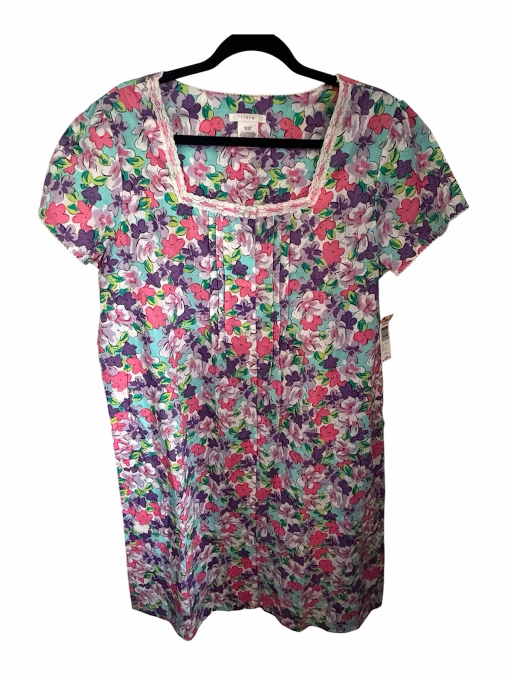 VNTG Pink KMART Floral Housecoat in Turquoise, Purple, Pink